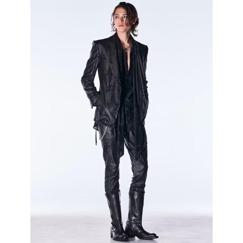 (予約品）11月末〜12月入荷予定/kiryuyrik・キリュウキリュウ/Cross Dot Fleece Boots Cut Slacks/Blackの画像
