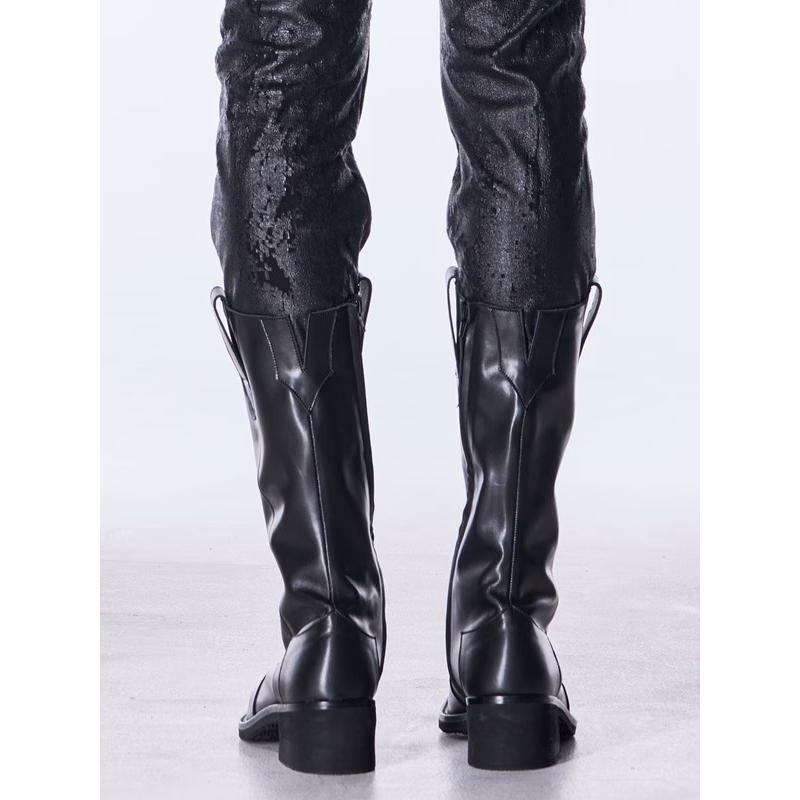 (予約品）11月末〜12月入荷予定/kiryuyrik・キリュウキリュウ/Cow Hide Western Boots/Blackの画像