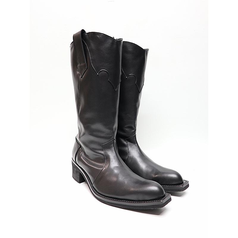 (予約品）11月末〜12月入荷予定/kiryuyrik・キリュウキリュウ/Cow Hide Western Boots/Blackの画像
