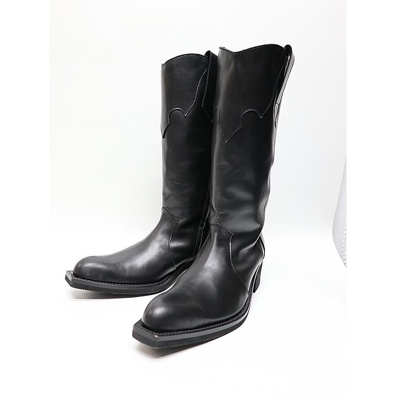 (予約品）11月末〜12月入荷予定/kiryuyrik・キリュウキリュウ/Cow Hide Western Boots/Blackの画像