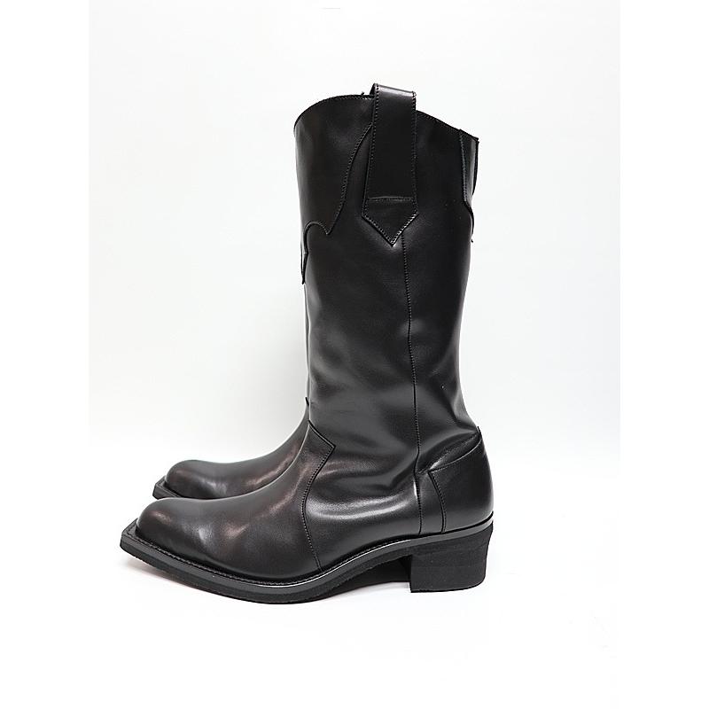 (予約品）11月末〜12月入荷予定/kiryuyrik・キリュウキリュウ/Cow Hide Western Boots/Blackの画像