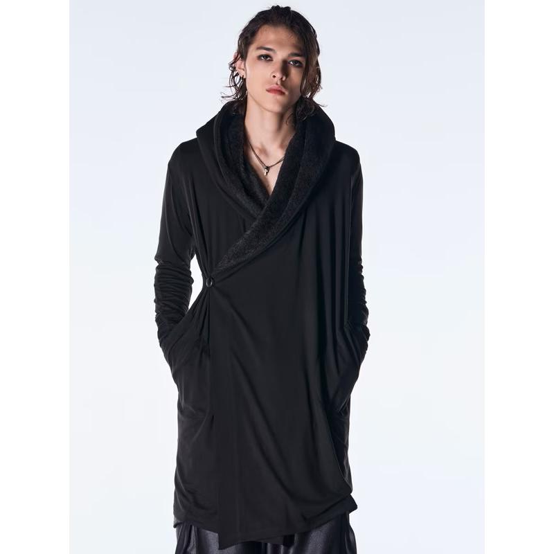 (予約品）10月末〜11月入荷予定/kiryuyrik・キリュウキリュウ/Heat Tech BEATENJIKU Wrap Cardigan/Blackの画像