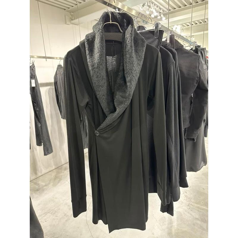 (予約品）10月末〜11月入荷予定/kiryuyrik・キリュウキリュウ/Heat Tech BEATENJIKU Wrap Cardigan/Blackの画像