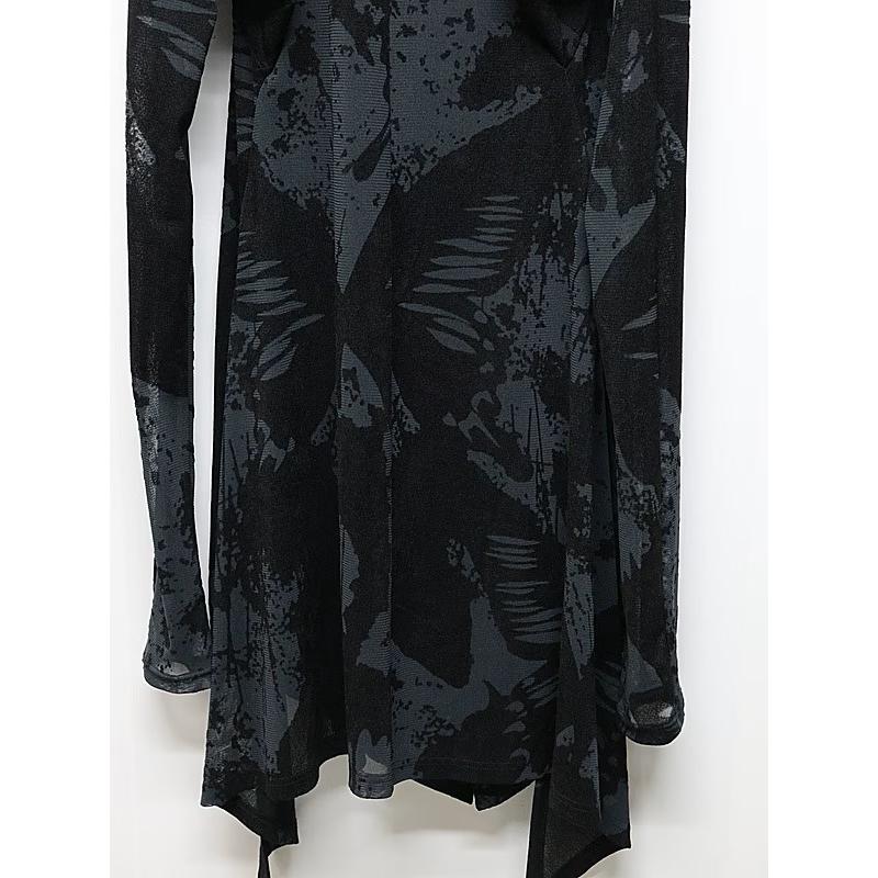 (予約品）9月末〜10月入荷予定/kiryuyrik・キリュウキリュウ/Opal Mesh Flare Cardigan/Blackの画像