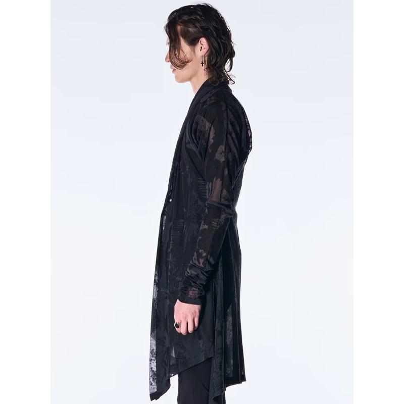 (予約品）9月末〜10月入荷予定/kiryuyrik・キリュウキリュウ/Opal Mesh Flare Cardigan/Blackの画像
