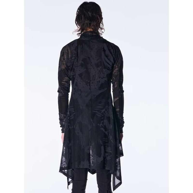 (予約品）9月末〜10月入荷予定/kiryuyrik・キリュウキリュウ/Opal Mesh Flare Cardigan/Blackの画像