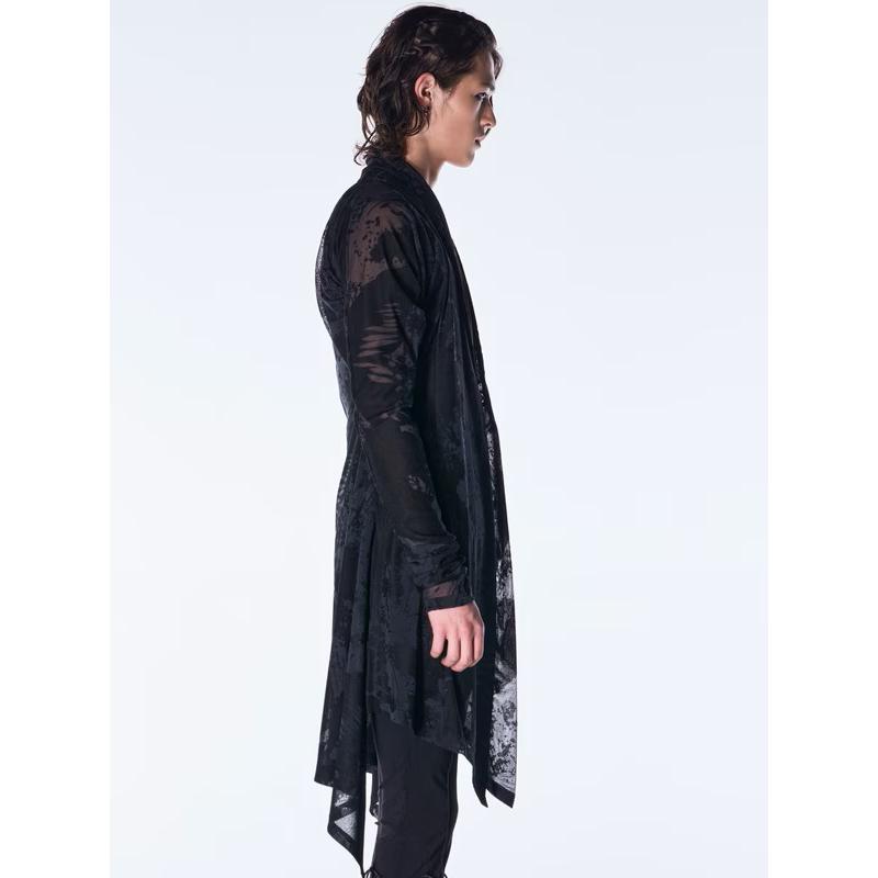 (予約品）9月末〜10月入荷予定/kiryuyrik・キリュウキリュウ/Opal Mesh Flare Cardigan/Blackの画像