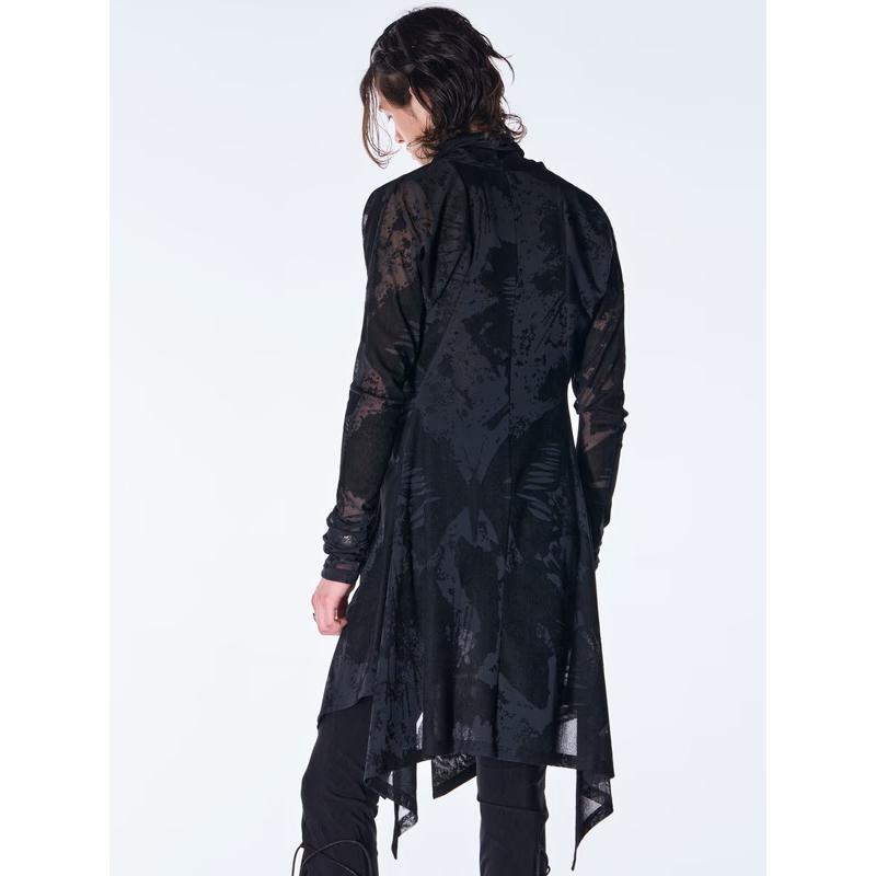 (予約品）9月末〜10月入荷予定/kiryuyrik・キリュウキリュウ/Opal Mesh Flare Cardigan/Blackの画像