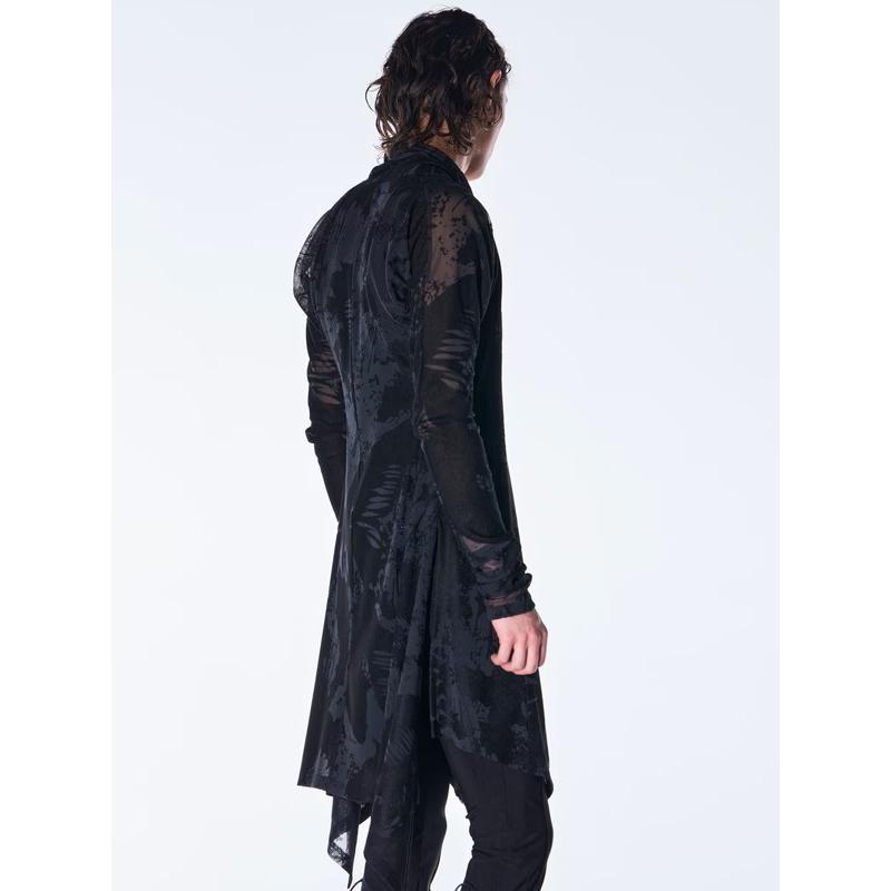 (予約品）9月末〜10月入荷予定/kiryuyrik・キリュウキリュウ/Opal Mesh Flare Cardigan/Blackの画像