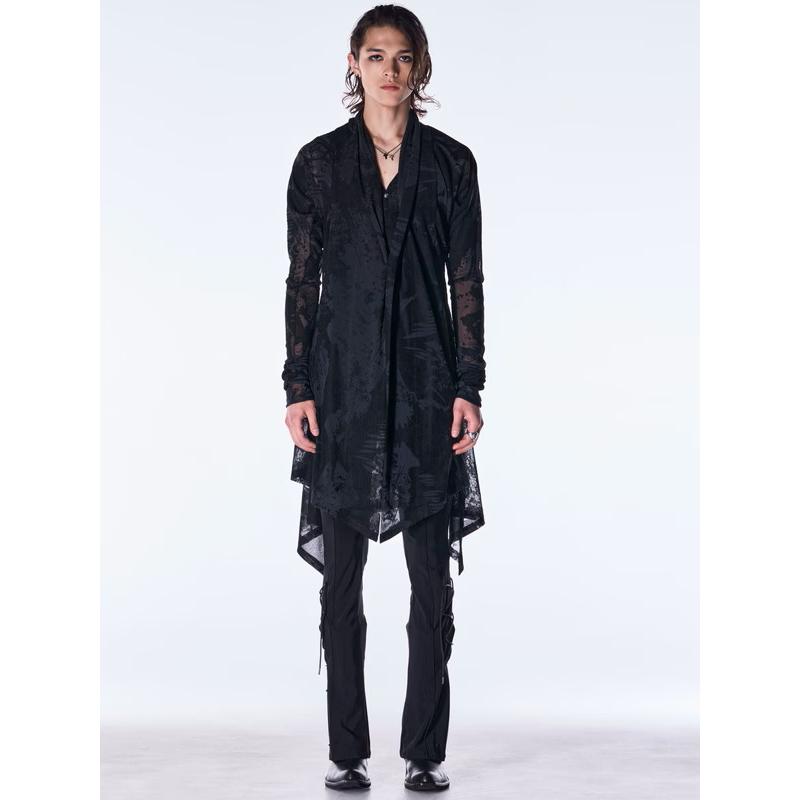 (予約品）9月末〜10月入荷予定/kiryuyrik・キリュウキリュウ/Opal Mesh Flare Cardigan/Blackの画像