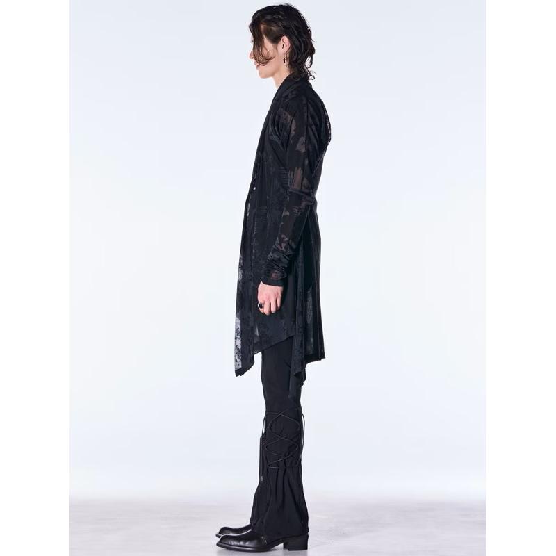 (予約品）9月末〜10月入荷予定/kiryuyrik・キリュウキリュウ/Opal Mesh Flare Cardigan/Blackの画像