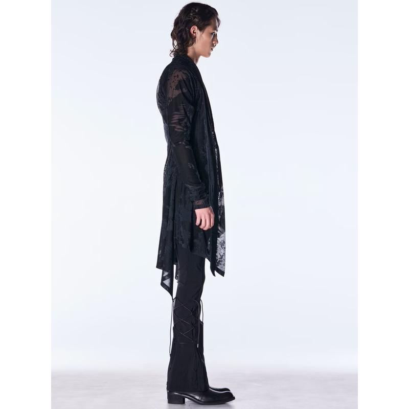 (予約品）9月末〜10月入荷予定/kiryuyrik・キリュウキリュウ/Opal Mesh Flare Cardigan/Blackの画像