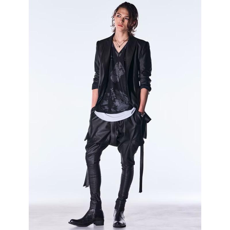 (予約品）8月末〜9月入荷予定/kiryuyrik・キリュウキリュウ/Opal Mesh Layered T-Shirt/BlackWhiteの画像