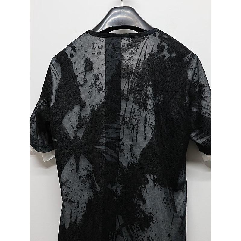 (予約品）8月末〜9月入荷予定/kiryuyrik・キリュウキリュウ/Opal Mesh Layered T-Shirt/BlackWhiteの画像