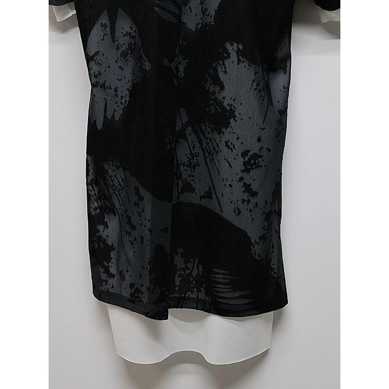(予約品）8月末〜9月入荷予定/kiryuyrik・キリュウキリュウ/Opal Mesh Layered T-Shirt/BlackWhiteの画像