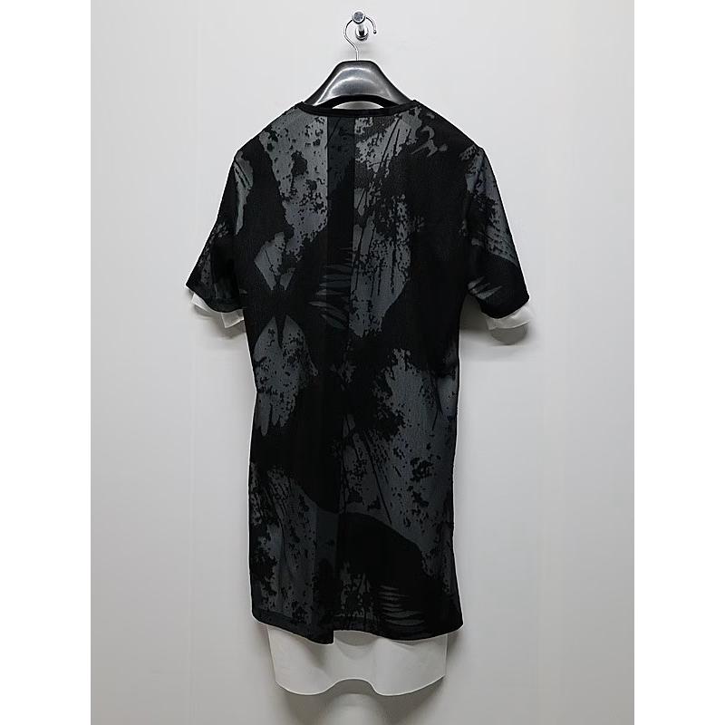 (予約品）8月末〜9月入荷予定/kiryuyrik・キリュウキリュウ/Opal Mesh Layered T-Shirt/BlackWhiteの画像