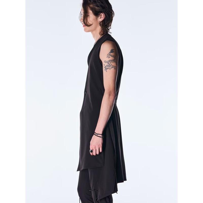 (予約品）9月末〜10月入荷予定/kiryuyrik・キリュウキリュウ/PE Gabardine Flare Vest/Blackの画像