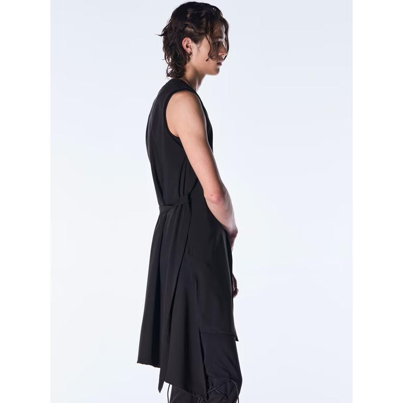 (予約品）9月末〜10月入荷予定/kiryuyrik・キリュウキリュウ/PE Gabardine Flare Vest/Blackの画像