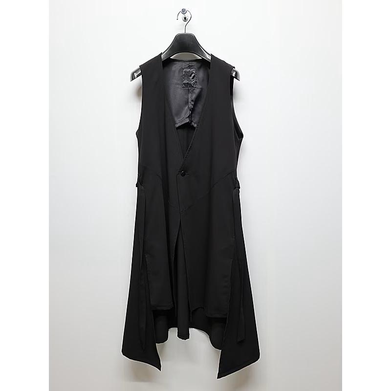 (予約品）9月末〜10月入荷予定/kiryuyrik・キリュウキリュウ/PE Gabardine Flare Vest/Blackの画像