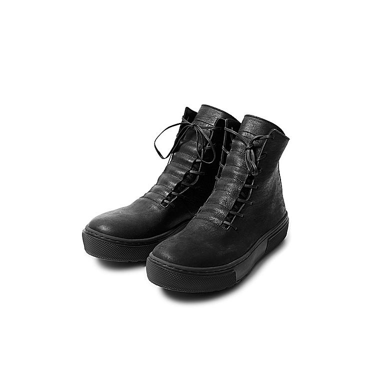 (予約品）8〜9月入荷予定/Portaille・ポルタユ/ Burned horse lace covered boots/ black
