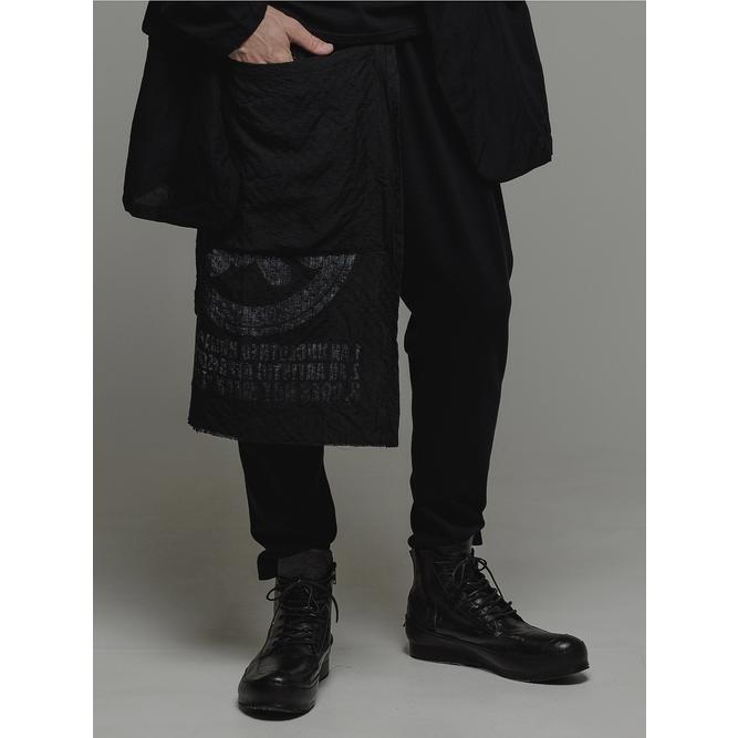 SALE50%OFF/nude:masahiko maruyama ・ヌード:マサヒコマルヤマ/Linen Dobby Shadow Check REVERSIBLE WAIST APRON/Black | nude:masahiko maruyama | 02