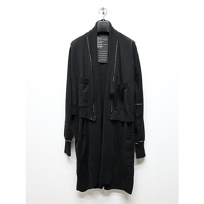 SALE40%OFF/nude:masahiko maruyama ・ヌード:マサヒコマルヤマ/12GG merino Wool Jersey Knit LAYERED 12GG KNIT LONG CARDIGAN/VEST/Black | nude:masahiko maruyama