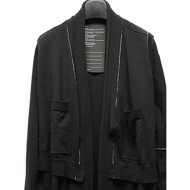 SALE40%OFF/nude:masahiko maruyama ・ヌード:マサヒコマルヤマ/12GG merino Wool Jersey Knit LAYERED 12GG KNIT LONG CARDIGAN/VEST/Black | nude:masahiko maruyama | 01