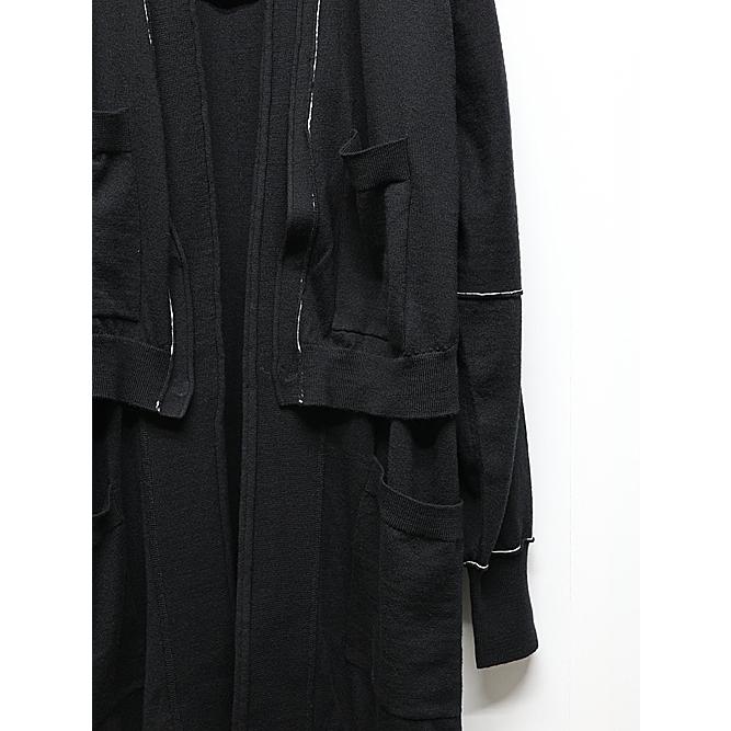SALE40%OFF/nude:masahiko maruyama ・ヌード:マサヒコマルヤマ/12GG merino Wool Jersey Knit LAYERED 12GG KNIT LONG CARDIGAN/VEST/Black | nude:masahiko maruyama | 02