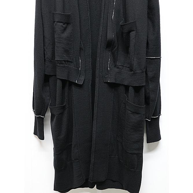 SALE40%OFF/nude:masahiko maruyama ・ヌード:マサヒコマルヤマ/12GG merino Wool Jersey Knit LAYERED 12GG KNIT LONG CARDIGAN/VEST/Black | nude:masahiko maruyama | 03