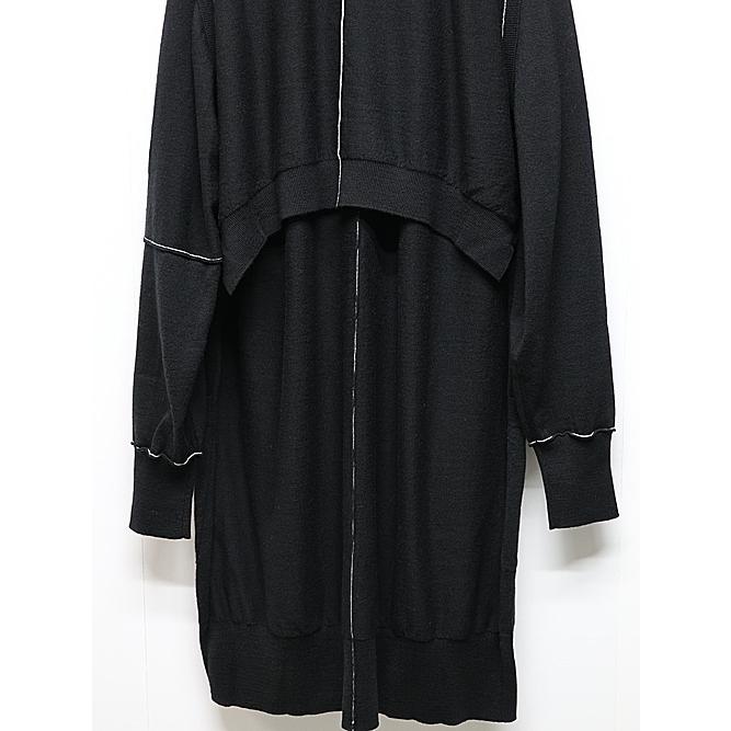 SALE40%OFF/nude:masahiko maruyama ・ヌード:マサヒコマルヤマ/12GG merino Wool Jersey Knit LAYERED 12GG KNIT LONG CARDIGAN/VEST/Black | nude:masahiko maruyama | 05