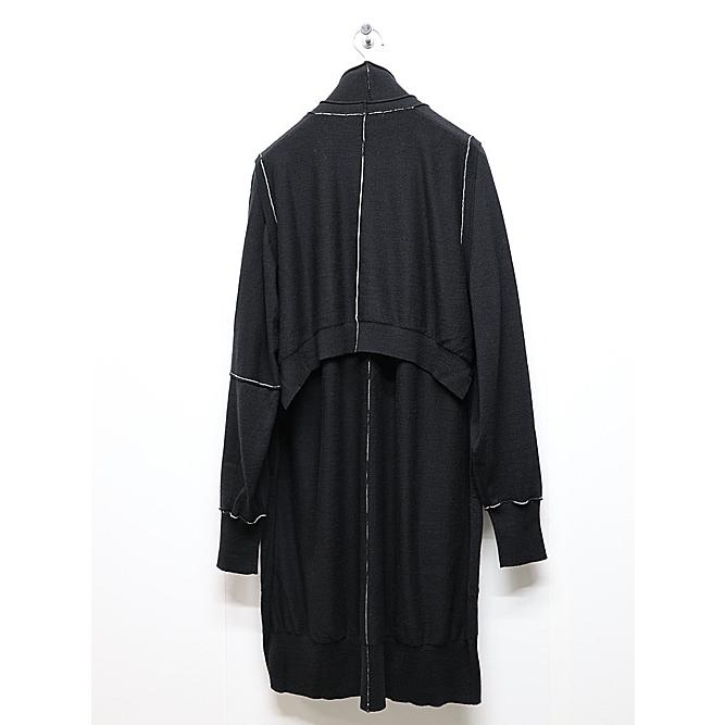 SALE40%OFF/nude:masahiko maruyama ・ヌード:マサヒコマルヤマ/12GG merino Wool Jersey Knit LAYERED 12GG KNIT LONG CARDIGAN/VEST/Black | nude:masahiko maruyama | 06