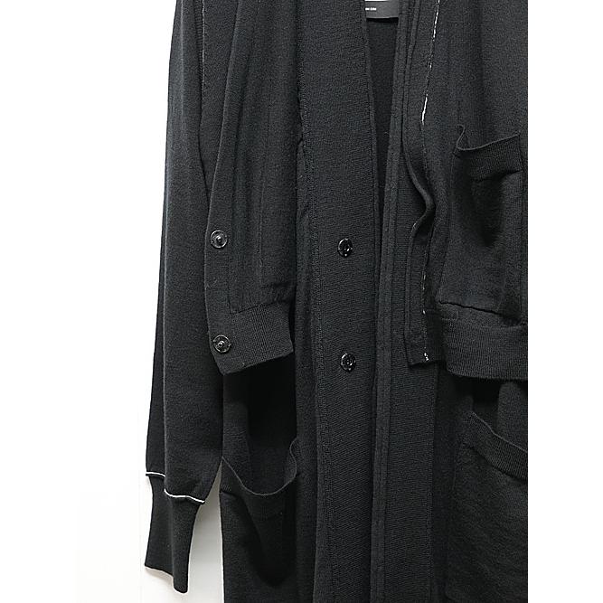 SALE40%OFF/nude:masahiko maruyama ・ヌード:マサヒコマルヤマ/12GG merino Wool Jersey Knit LAYERED 12GG KNIT LONG CARDIGAN/VEST/Black | nude:masahiko maruyama | 08