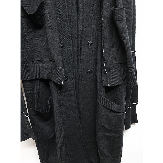 SALE40%OFF/nude:masahiko maruyama ・ヌード:マサヒコマルヤマ/12GG merino Wool Jersey Knit LAYERED 12GG KNIT LONG CARDIGAN/VEST/Black | nude:masahiko maruyama | 09