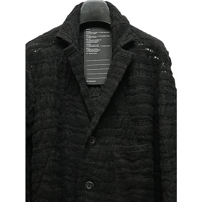 SALE40%OFF/nude:masahiko maruyama ・ヌード:マサヒコマルヤマ/Wool/Nylon Jaquard (Milling Finish) CARDIGAN/Black | nude:masahiko maruyama | 01