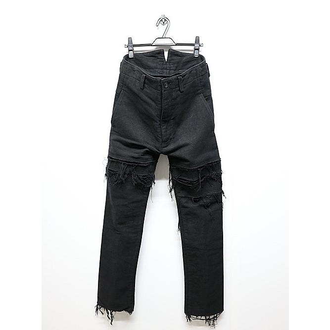 SALE40%OFF/nude:masahiko maruyama ・ヌード:マサヒコマルヤマ/Cotton Double Cloth GARMENT DYED PANTS/Black | 