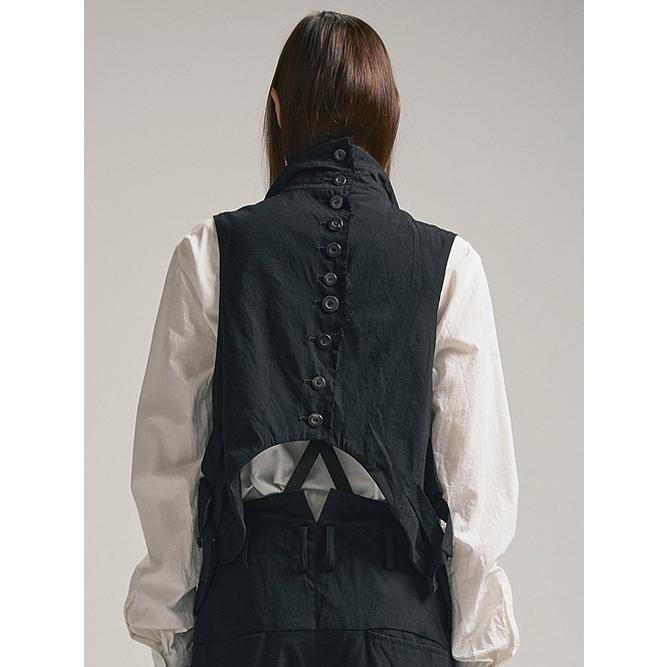 SALE30%OFF/nude:masahiko maruyama ・ヌード:マサヒコマルヤマ/Wool Cotton Twill VEST (MULTI BUTTONS ON THE BACK)/Black | nude:masahiko maruyama | 16