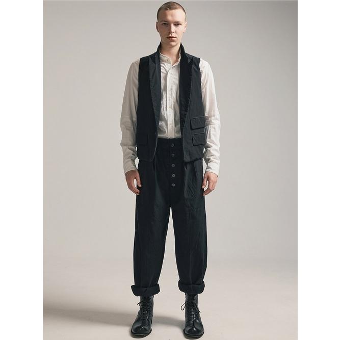 SALE30%OFF/nude:masahiko maruyama ・ヌード:マサヒコマルヤマ/Wool Cotton Twill VEST (MULTI BUTTONS ON THE BACK)/Black | nude:masahiko maruyama | 17