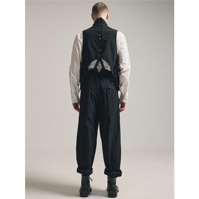 SALE30%OFF/nude:masahiko maruyama ・ヌード:マサヒコマルヤマ/Wool Cotton Twill VEST (MULTI BUTTONS ON THE BACK)/Black | nude:masahiko maruyama | 18