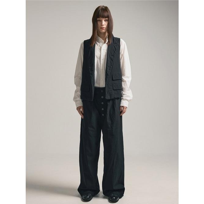 SALE30%OFF/nude:masahiko maruyama ・ヌード:マサヒコマルヤマ/Wool Cotton Twill VEST (MULTI BUTTONS ON THE BACK)/Black | nude:masahiko maruyama | 19