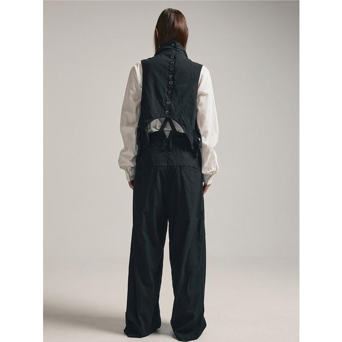 SALE30%OFF/nude:masahiko maruyama ・ヌード:マサヒコマルヤマ/Wool Cotton Twill VEST (MULTI BUTTONS ON THE BACK)/Black | nude:masahiko maruyama | 20