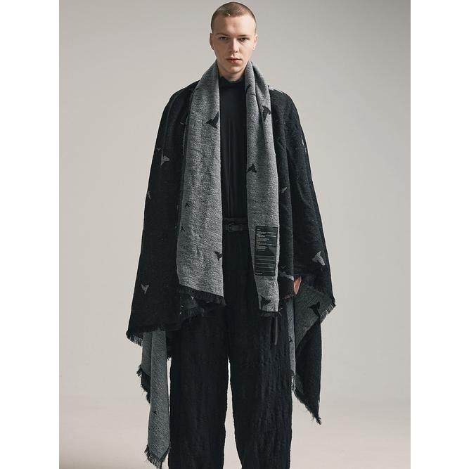 SALE30%OFF/nude:masahiko maruyama ・ヌード:マサヒコマルヤマ/"Bird" Loop Yarn Jacquard STOLE/Black | nude:masahiko maruyama