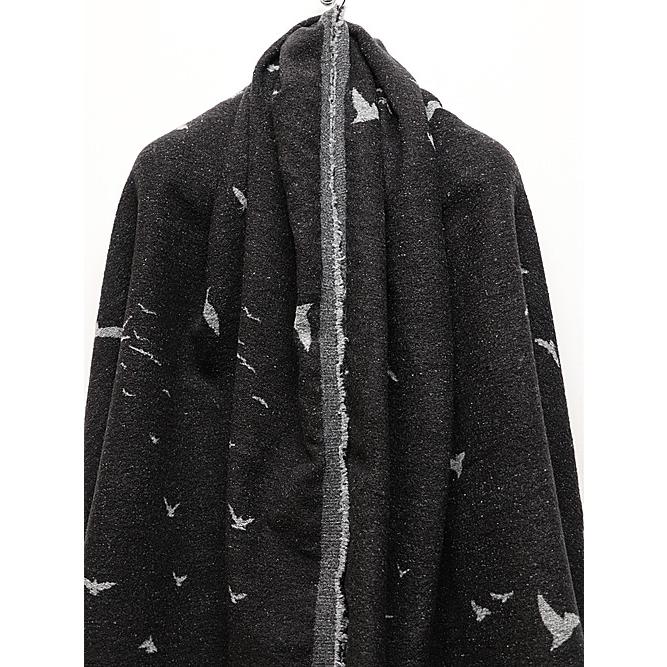 SALE30%OFF/nude:masahiko maruyama ・ヌード:マサヒコマルヤマ/"Bird" Loop Yarn Jacquard STOLE/Black | nude:masahiko maruyama | 14