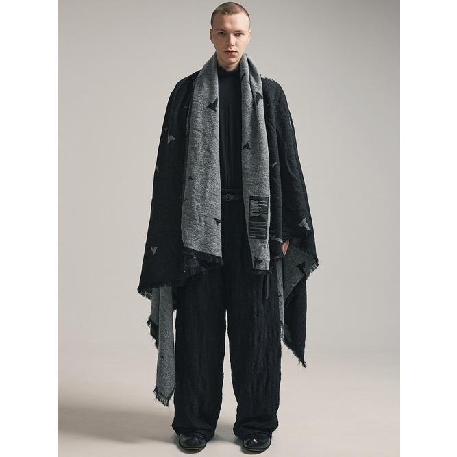 SALE30%OFF/nude:masahiko maruyama ・ヌード:マサヒコマルヤマ/"Bird" Loop Yarn Jacquard STOLE/Black | nude:masahiko maruyama | 01