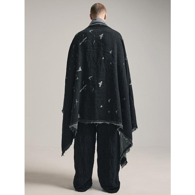 SALE30%OFF/nude:masahiko maruyama ・ヌード:マサヒコマルヤマ/"Bird" Loop Yarn Jacquard STOLE/Black | nude:masahiko maruyama | 02