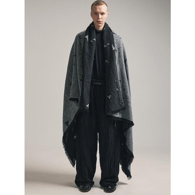 SALE30%OFF/nude:masahiko maruyama ・ヌード:マサヒコマルヤマ/"Bird" Loop Yarn Jacquard STOLE/Black | nude:masahiko maruyama | 03