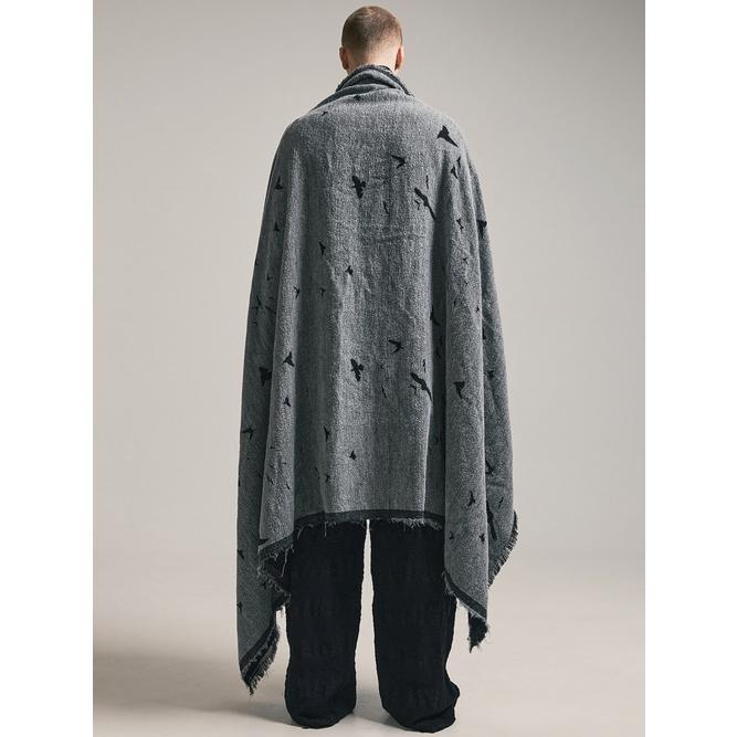 SALE30%OFF/nude:masahiko maruyama ・ヌード:マサヒコマルヤマ/"Bird" Loop Yarn Jacquard STOLE/Black | nude:masahiko maruyama | 04
