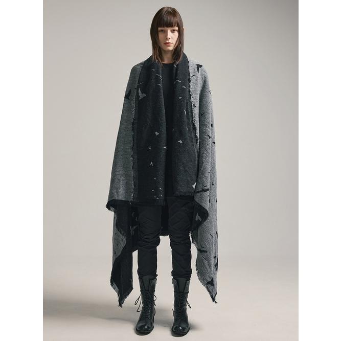 SALE30%OFF/nude:masahiko maruyama ・ヌード:マサヒコマルヤマ/"Bird" Loop Yarn Jacquard STOLE/Black | nude:masahiko maruyama | 07