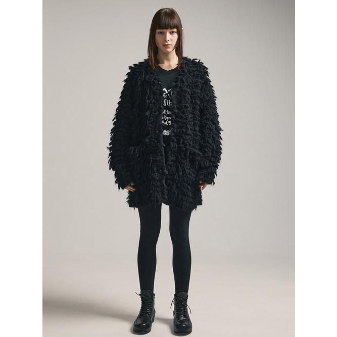 SALE30%OFF/nude:masahiko maruyama ・ヌード:マサヒコマルヤマ/3GG Long Pile Knit CARDIGAN/Black | nude:masahiko maruyama | 18