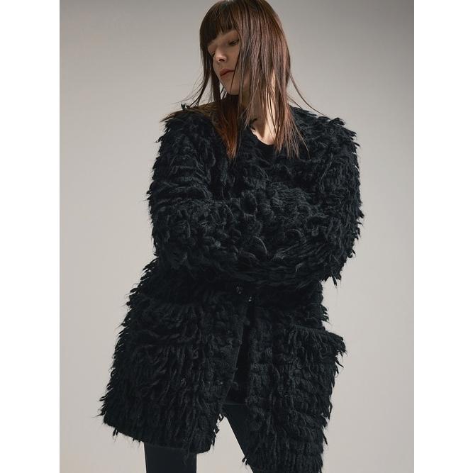 SALE30%OFF/nude:masahiko maruyama ・ヌード:マサヒコマルヤマ/3GG Long Pile Knit CARDIGAN/Black | nude:masahiko maruyama | 03