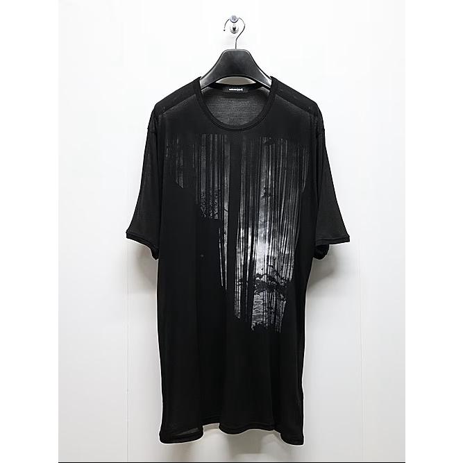 nude:masahiko maruyama ・ヌード:マサヒコマルヤマ/テンセル天竺 "月" プリント半袖 Tシャツ/Black | nude:masahiko maruyama